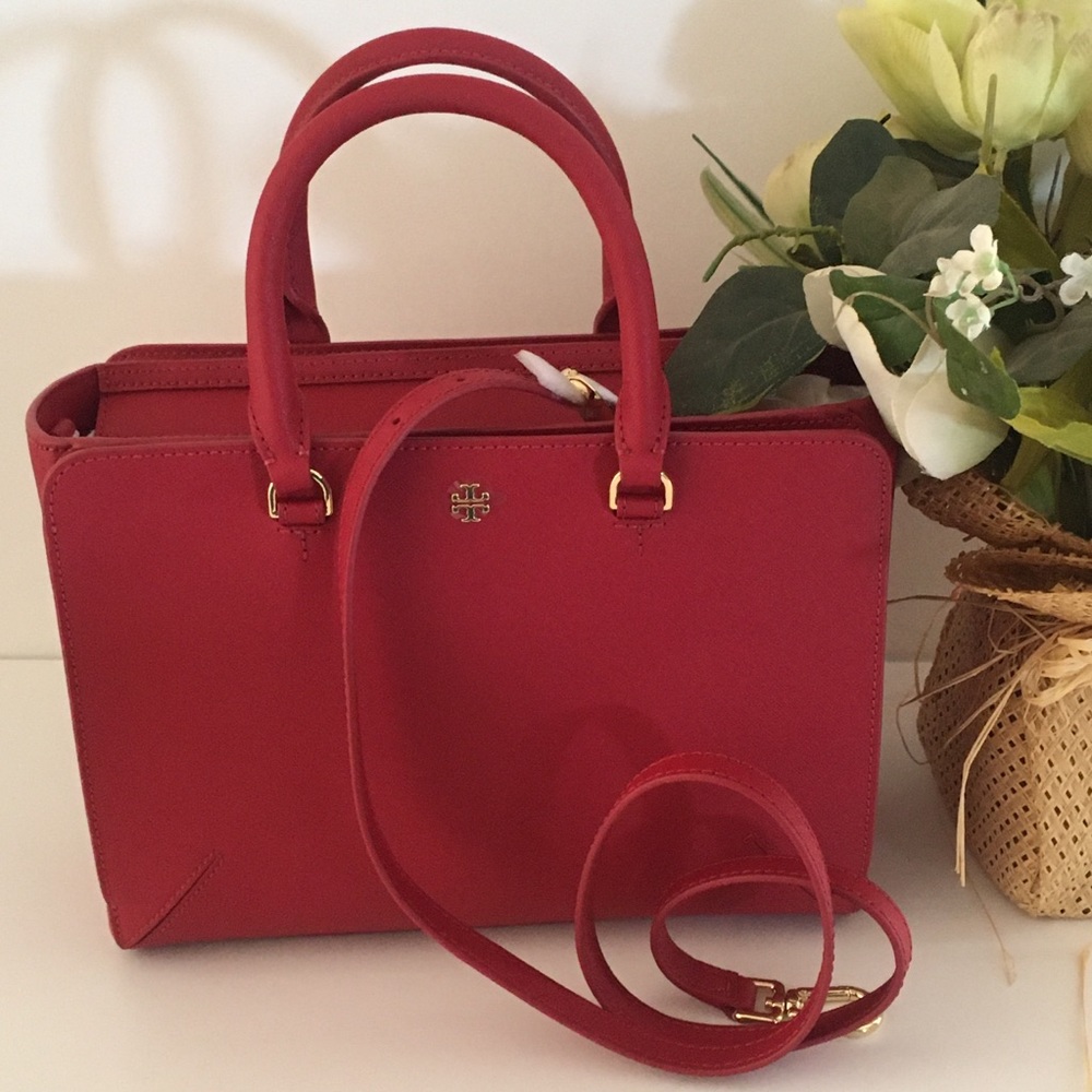 Tory Burch Emerson small zip top satchel handbag